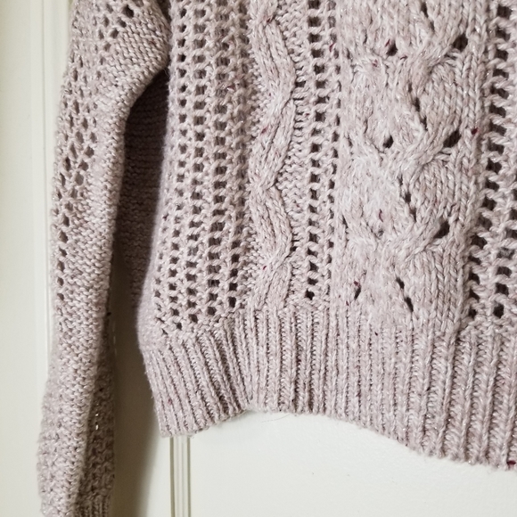 DECREE blush pink metallic thread wool blend cropped long sleeve sweater M - Picture 4 of 7